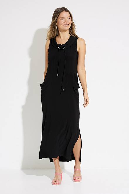Drawstring Collar Maxi Dress Style 231178. Black. 5