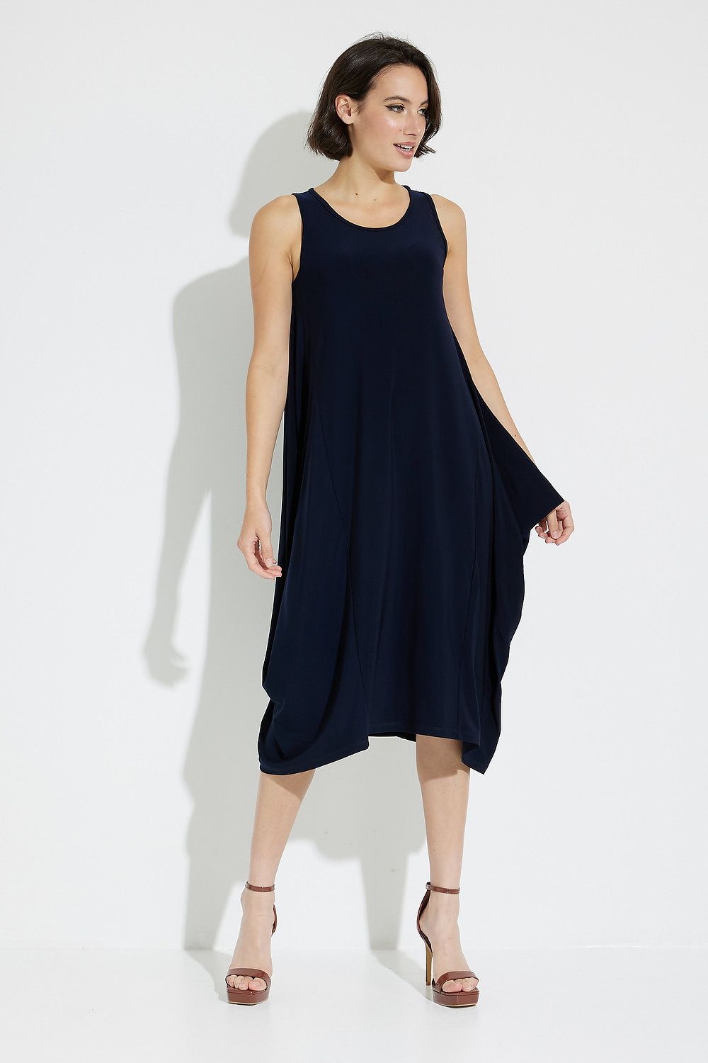 Pleated Maxi Dress Style 231179. Midnight Blue