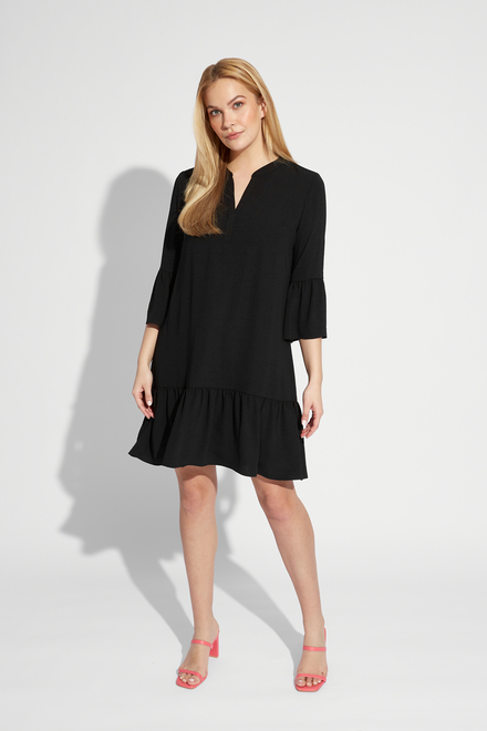 Ruffled Hem Dress Style 231230. Black