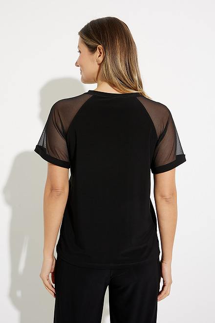 Mesh Sleeve Top Style 231235. Black. 3