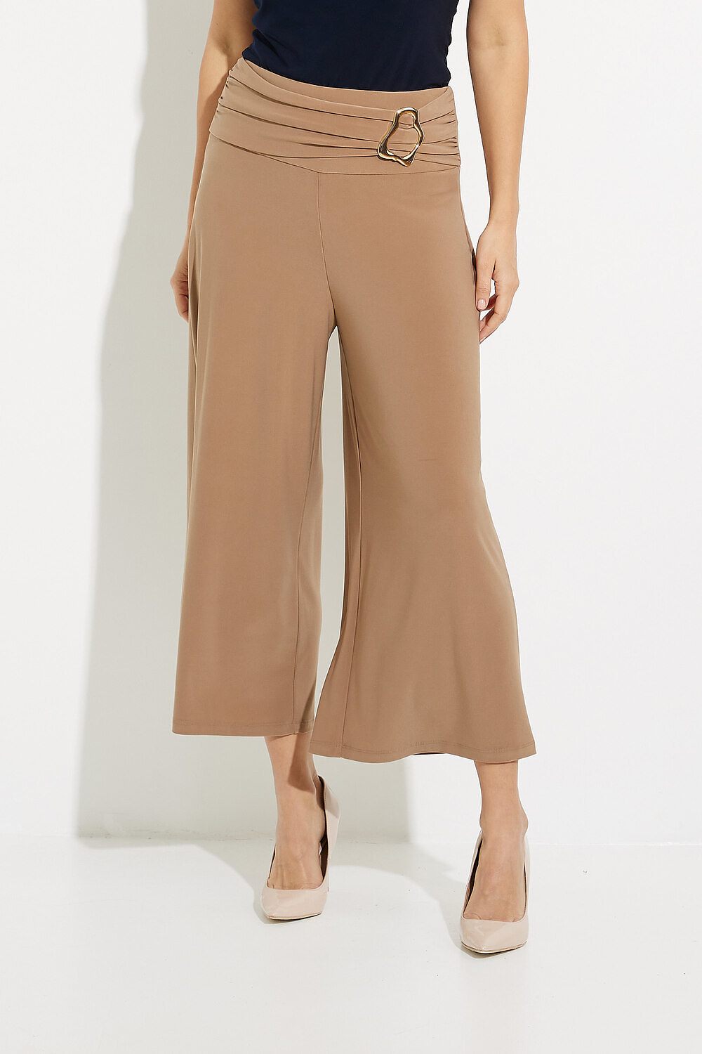 Hardware Accent Wide Leg Pants Style 231251. Tiger`s Eye