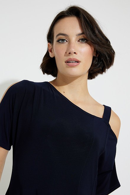One-Shoulder Trapeze Dress Style 231254. Midnight Blue. 4