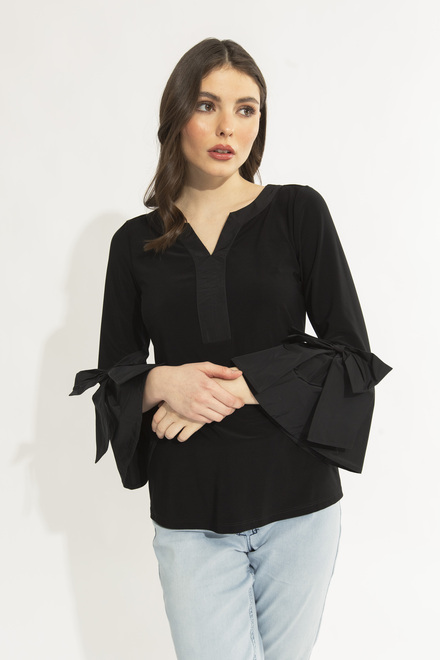 Bow Detail Sleeve Top Style 231292. Black