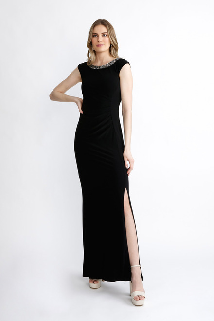 Embellished Neckline Gown Style 231709. Black. 6