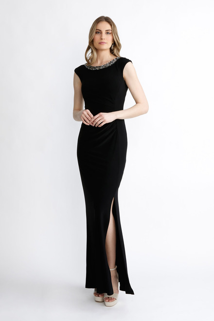 Embellished Neckline Gown Style 231709. Black