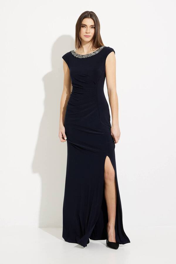 Embellished Neckline Gown Style 231709. Midnight Blue