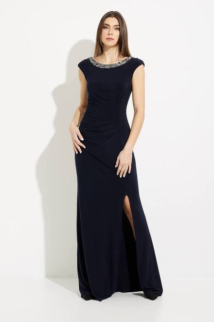 Embellished Neckline Gown Style 231709. Midnight Blue. 5