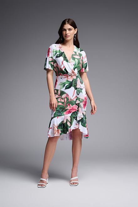 Tropical Print Wrap Dress Style 231722. Vanilla/multi. 5