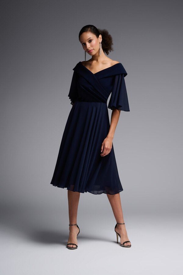 Off-Shoulder Evening Dress Style 231723. Midnight Blue