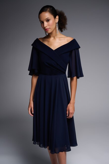 Off-Shoulder Evening Dress Style 231723. Midnight Blue. 2