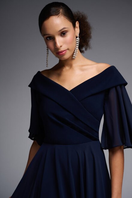 Off-Shoulder Evening Dress Style 231723. Midnight Blue. 3