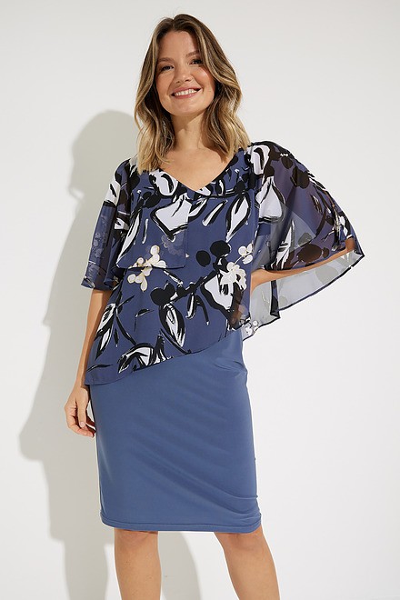 Chiffon Overlay Dress Style 231731. Blue/multi. 3