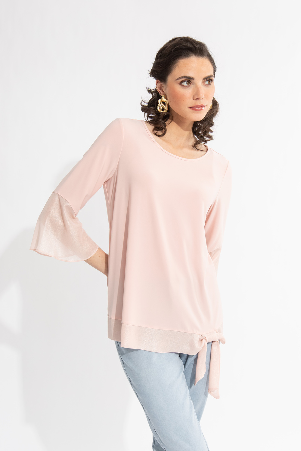 Bow Detail Silky Top Style 231739. Rose