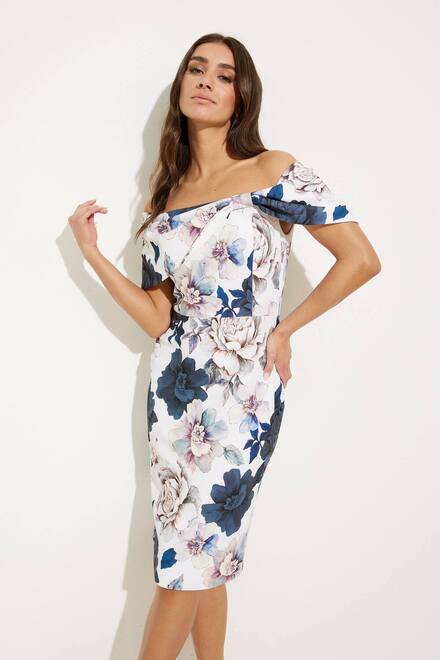 Floral Exposed Shoulder Dress Style 231745. Vanilla/multi. 3