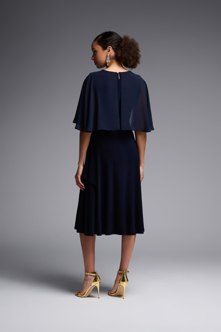 Dual Fabric Ruffled Dress Style 231757. Midnight Blue. 5