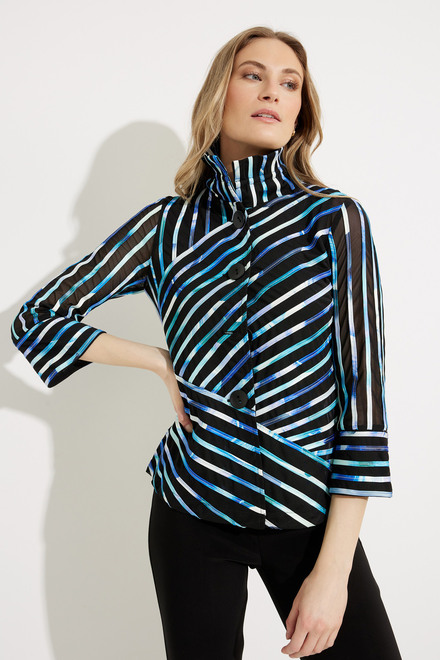 Striped High Collar Jacket Style 231758