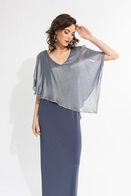 Chiffon Overlay Dress Style 231762. Mineral Blue. 3