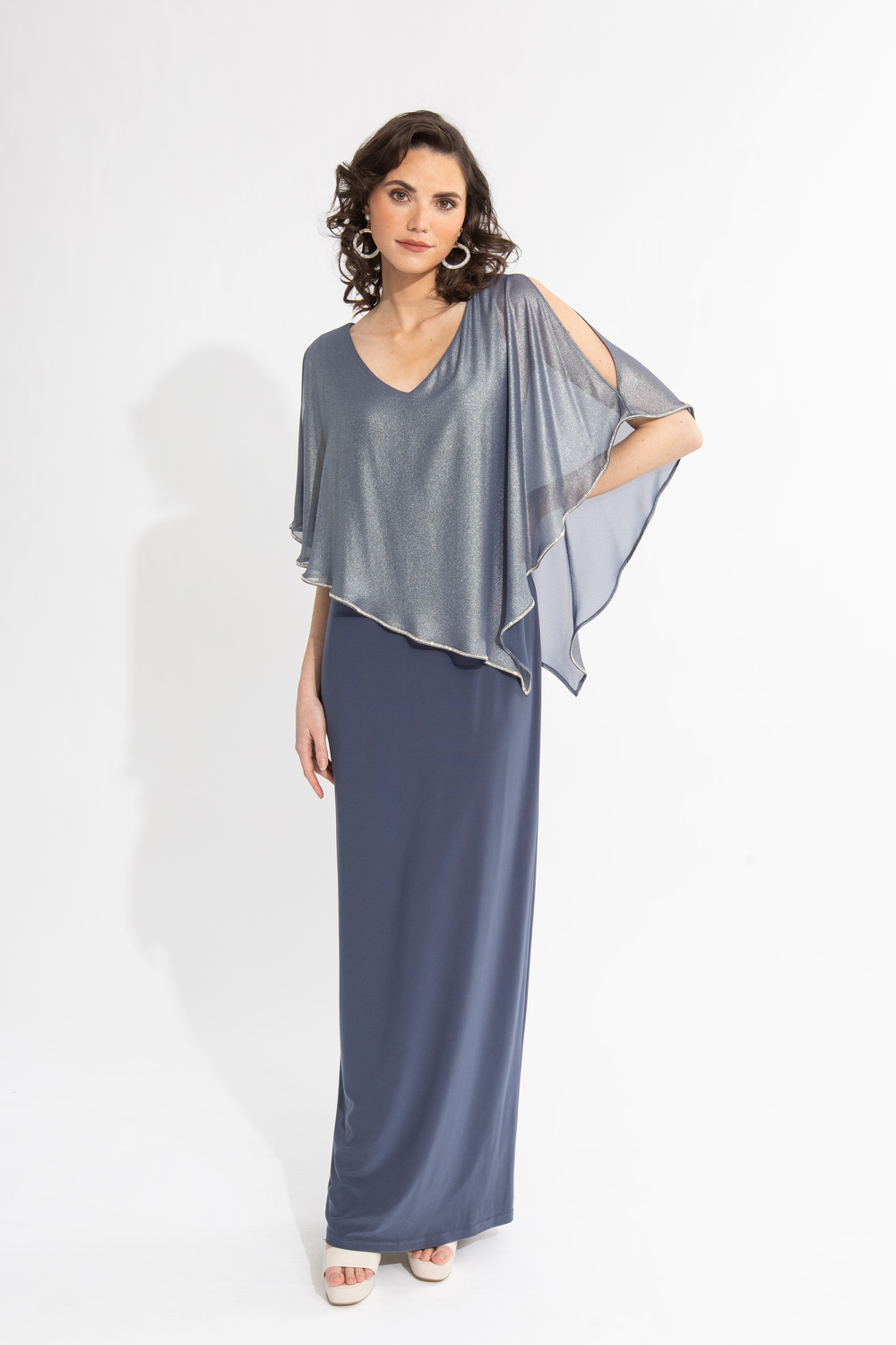 Chiffon Overlay Dress Style 231762. Mineral Blue