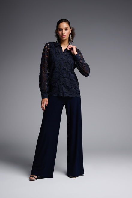 Lace Detail Blouse Style 231764. Midnight Blue