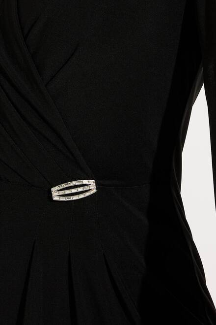 Wrap Front Flutter Sleeve Dress Style 231771. Black. 4