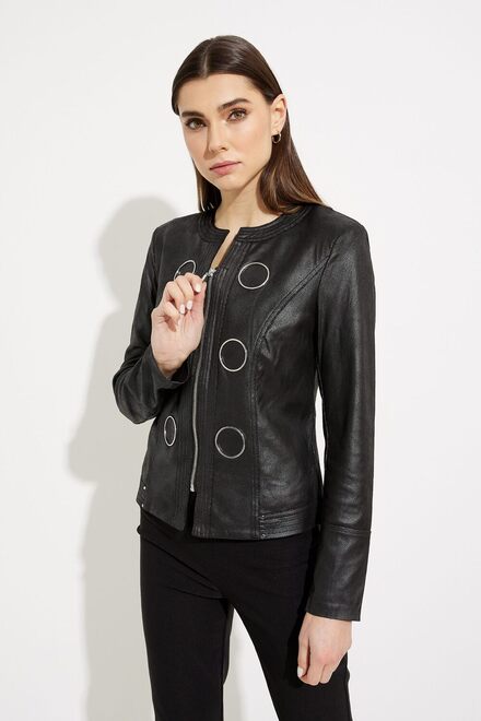 Zip Front Collarless Jacket Style 231910