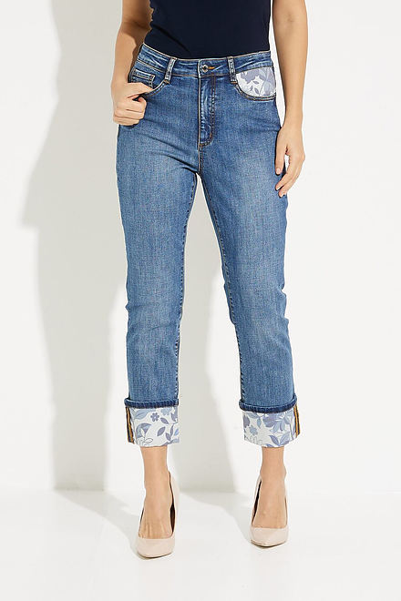 Floral Print Cuffed Jeans Style 231928