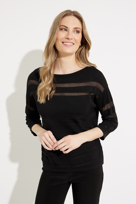 Textured Striped Top Style 231949. Black. 4