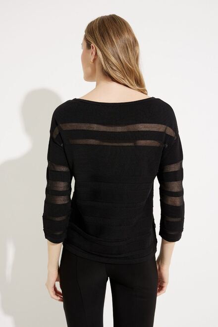 Textured Striped Top Style 231949. Black. 3