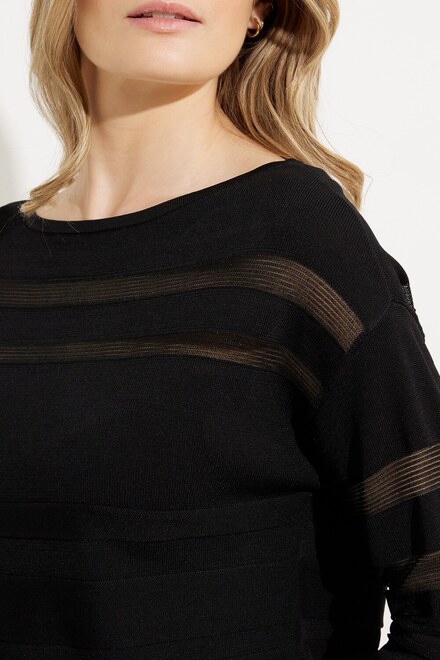 Textured Striped Top Style 231949. Black. 2
