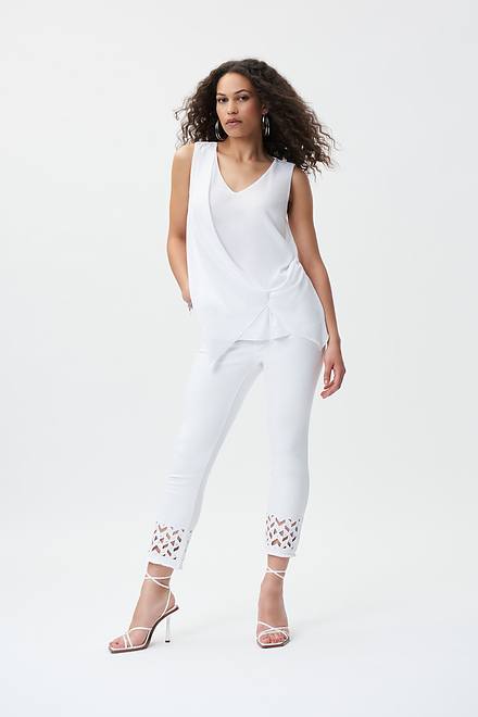 Embroidered Hem Jeans Style 231952. White. 5