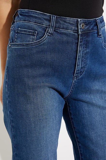 Frayed Hem Jeans Style 231954. Dark Denim Blue. 5