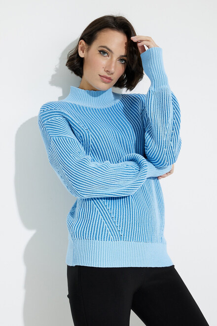 High-Collar Knit Sweater Style EW29000. Blue Combo