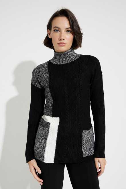 Mixed Knit Sweater Style EW29009. Black And White