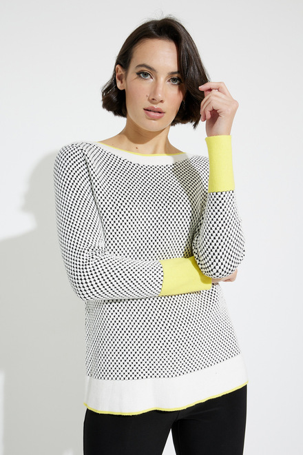 Contrast Cuffs Textured Sweater Style EW29035. Off White
