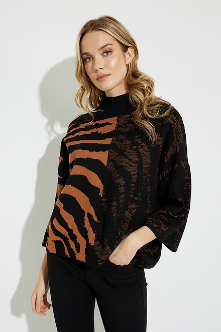 Animal Print Knit Sweater Style EW29088. Black/Brown