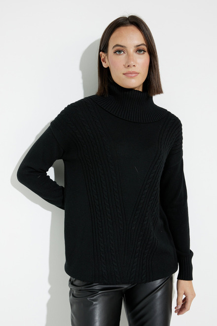 Cozy Cable Knit Sweater Style A40128. Black