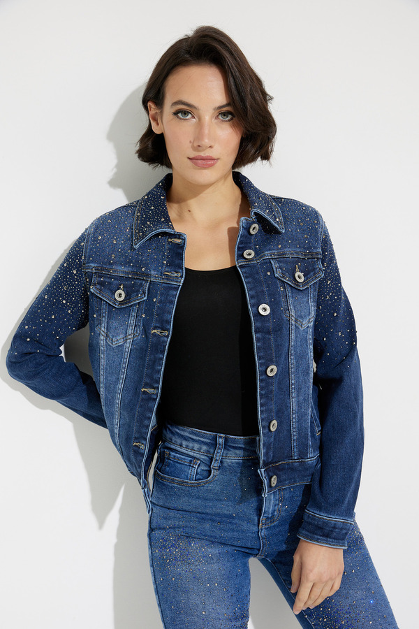 Bedazzled Denim Jacket Style A40200. Blue