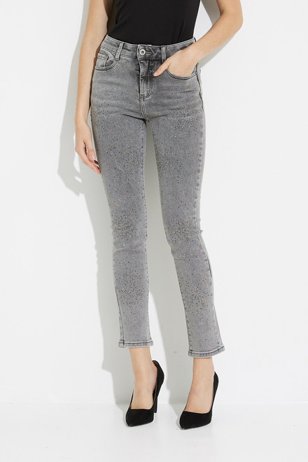 Embellished Detail Jeans Style A40201. Grey