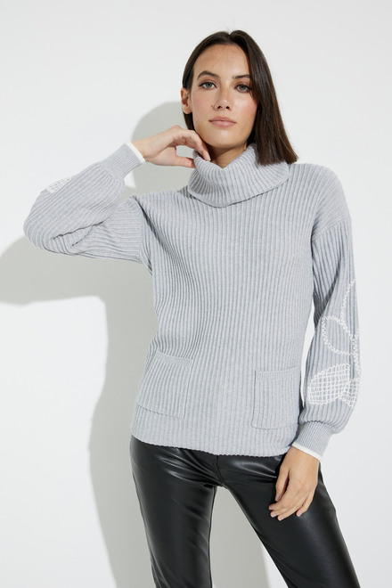 Ribbed Knit Sweater Style A40270. Silver