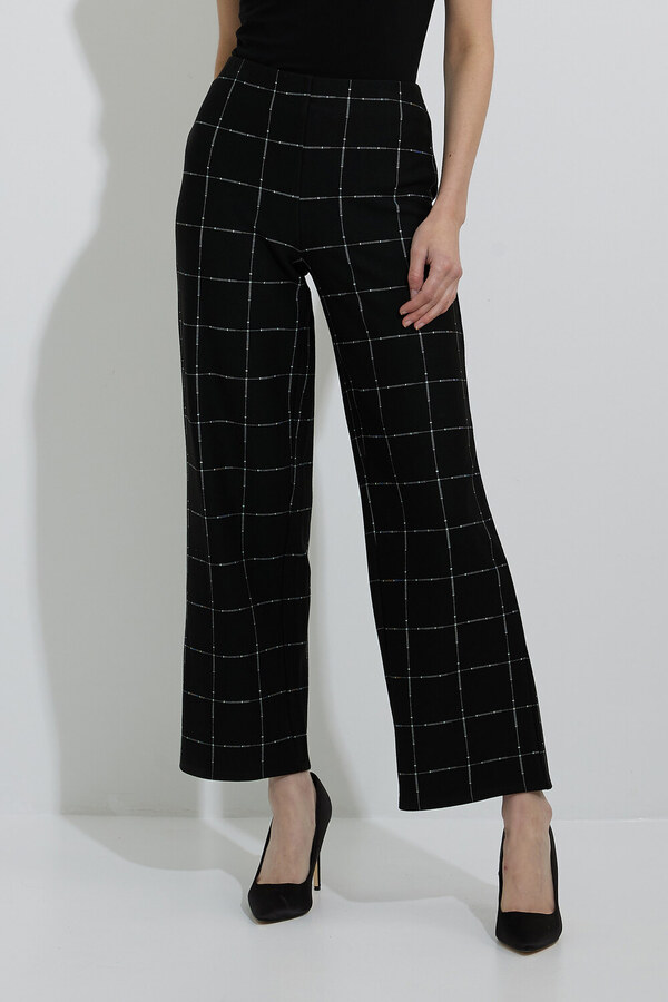 Etched Plaid Wide-leg Pant Style F221329