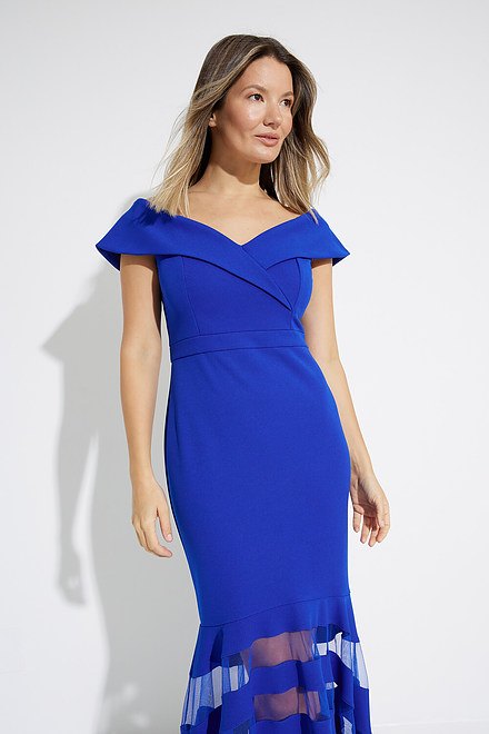 Drop Shoulder Dual Fabric Dress Style 223743. Royal Sapphire 163. 3