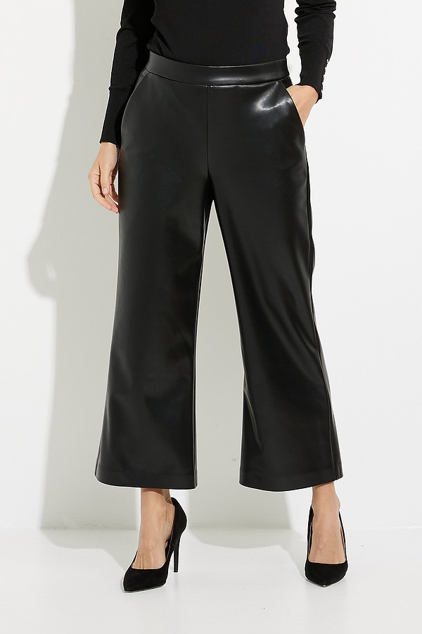 Joseph Ribkoff Faux Leather Flared Pants Style 224016. Black