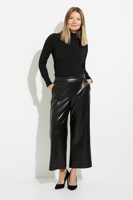 Joseph Ribkoff Faux Leather Flared Pants Style 224016. Black. 5