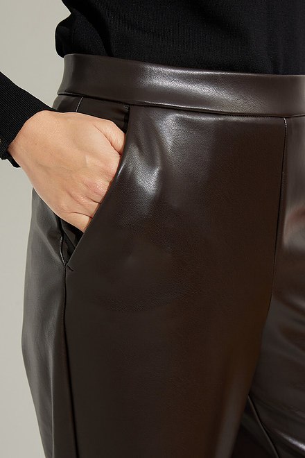 Joseph Ribkoff Faux Leather Flared Pants Style 224016. Mocha. 4
