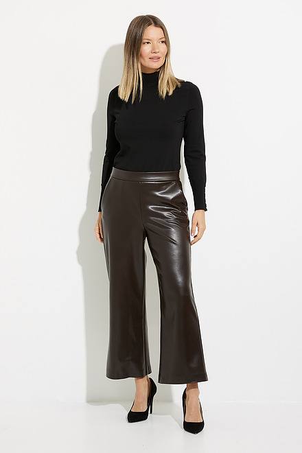 Joseph Ribkoff Faux Leather Flared Pants Style 224016. Mocha. 5