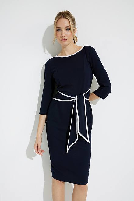 Contrast Trim Dress Style 221210. Midnight Blue/off White. 3