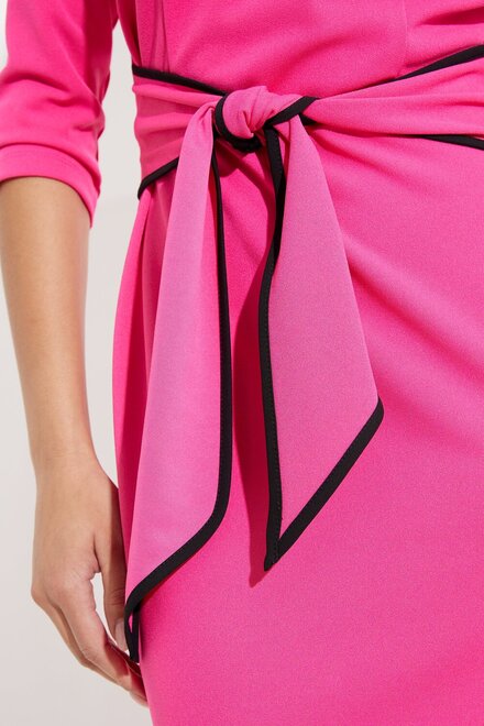 Robe bicoloure, ceinture nou&eacute;e Mod&egrave;le 221210S24. Dazzle Pink/black. 4