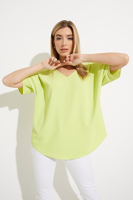 Loose V-Neck Top Style 231002. Exotic Lime. 3