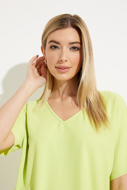 Loose V-Neck Top Style 231002. Exotic Lime. 4