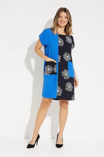 Printed Colour-Blocked Dress Style 231038. Midnight Blue/multi. 5